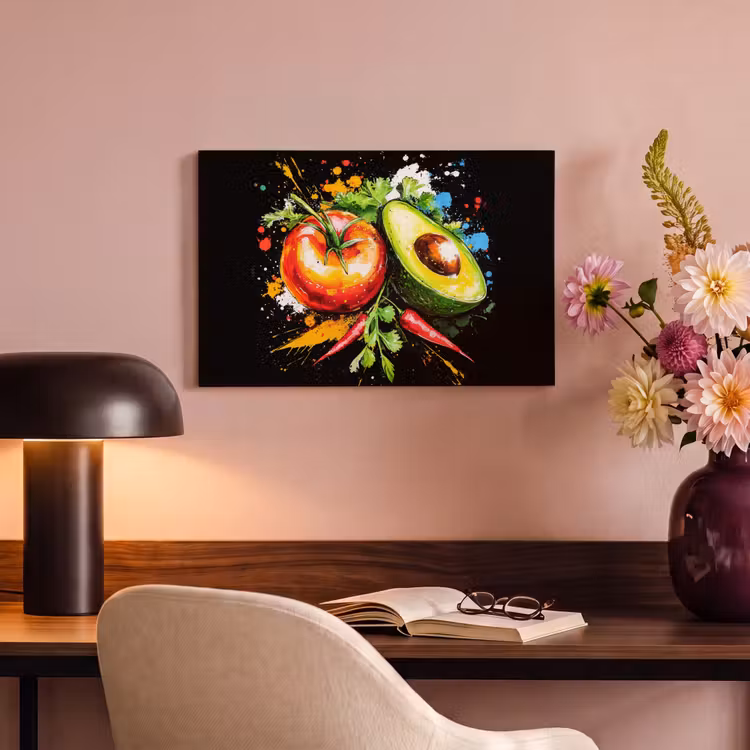 Canvas schilderij - Tomaat - Avocado - Peper - Graffiti - Verf - Modern — 4