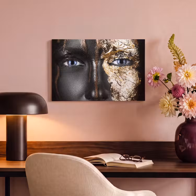 Canvas schilderij - Vrouw - Bladgoud - Zwart - Goud - Luxe — 4