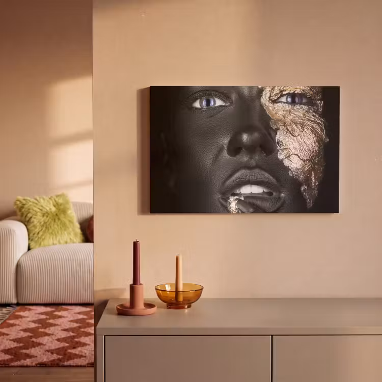 Canvas schilderij - Vrouw - Bladgoud - Zwart - Huid - Luxe — 2