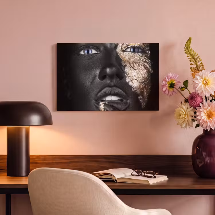 Canvas schilderij - Vrouw - Bladgoud - Zwart - Huid - Luxe — 4