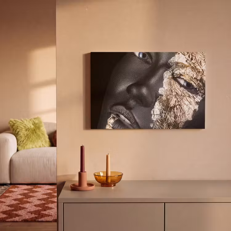 Canvas schilderij - Vrouw - Goud - Zwart - Verf - Luxe — 2
