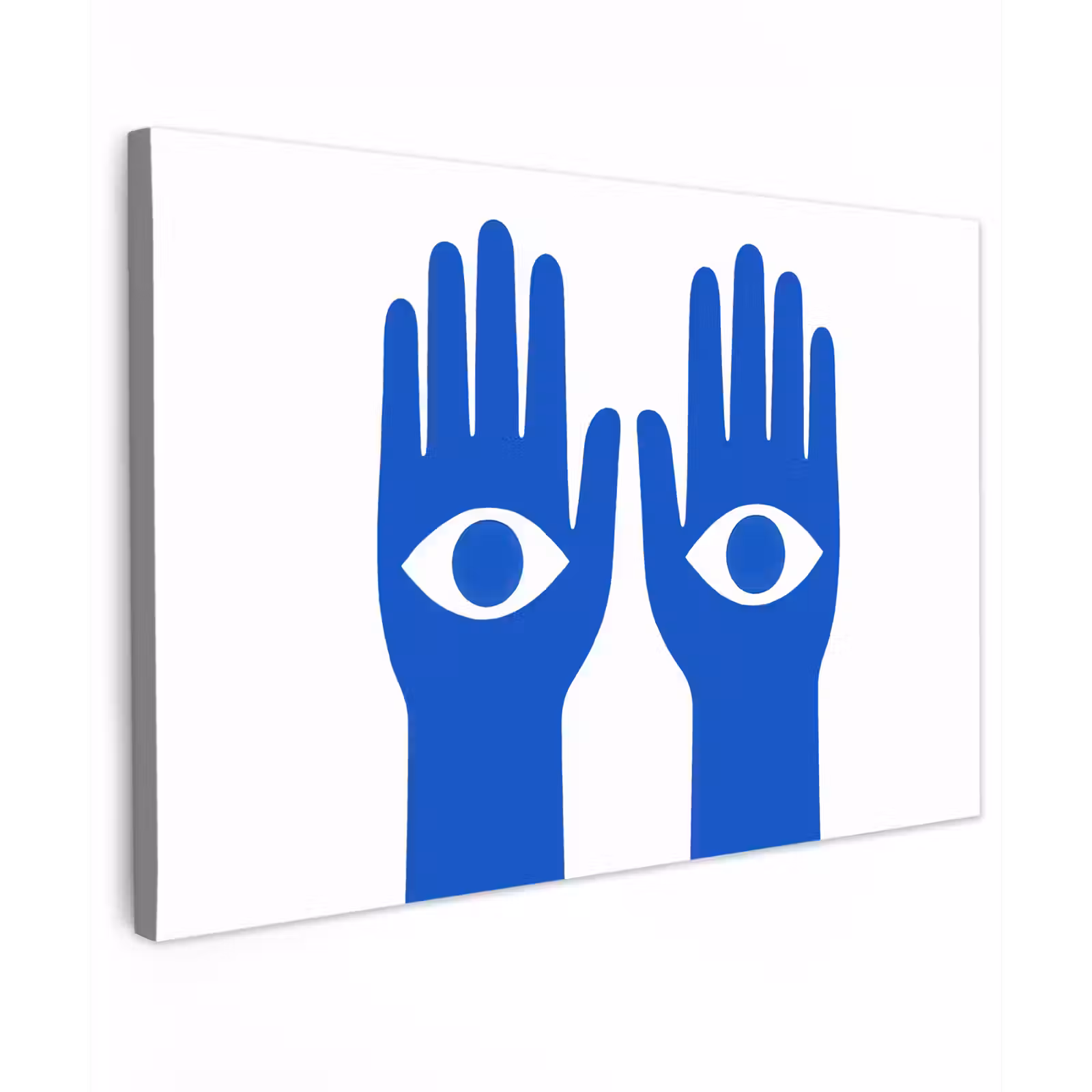 Canvas schilderij - Handen - Twee - Ogen - Blauw — 1
