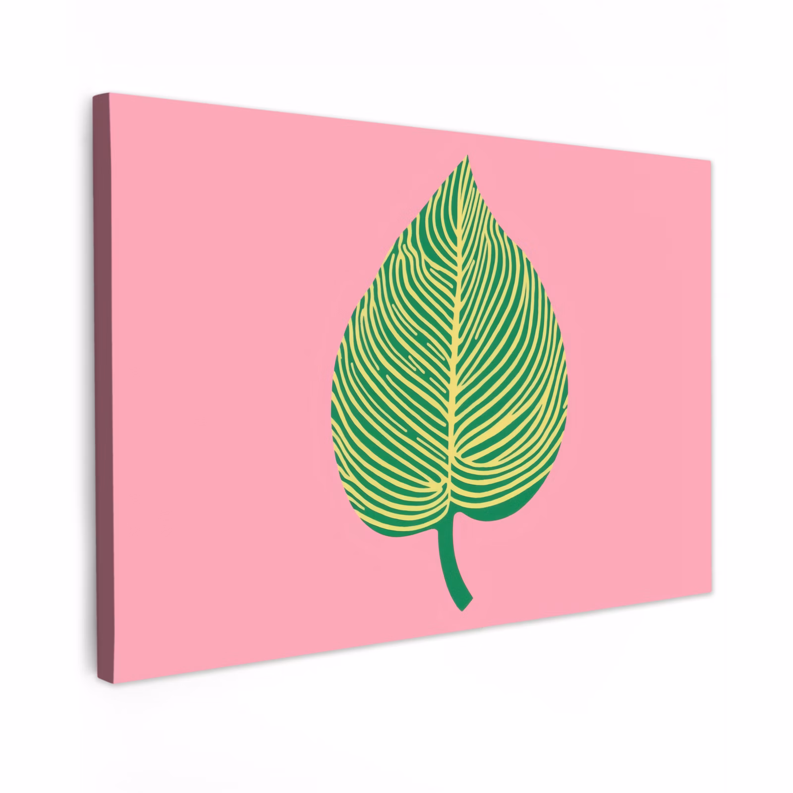 Canvas schilderij - Illustratie - Blad - Minimalistisch - Groen — 1