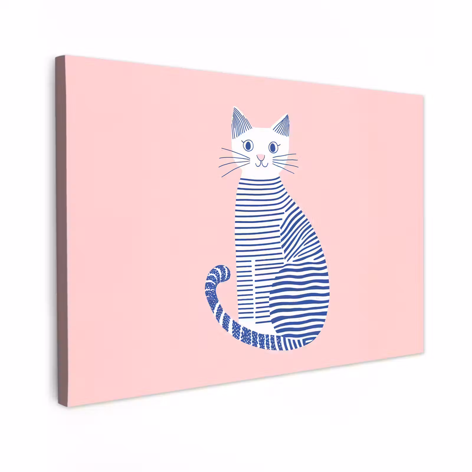 Canvas schilderij - Kat - Illustratie - Minimalistisch - Roze — 1