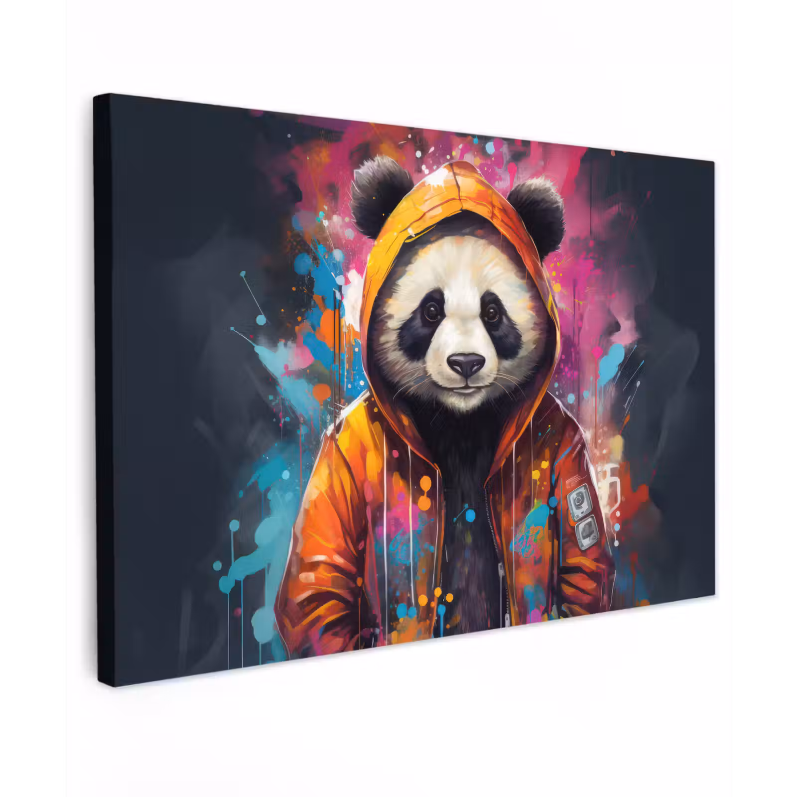 Canvas schilderij - Panda - Jas - Graffiti - Oranje — 1
