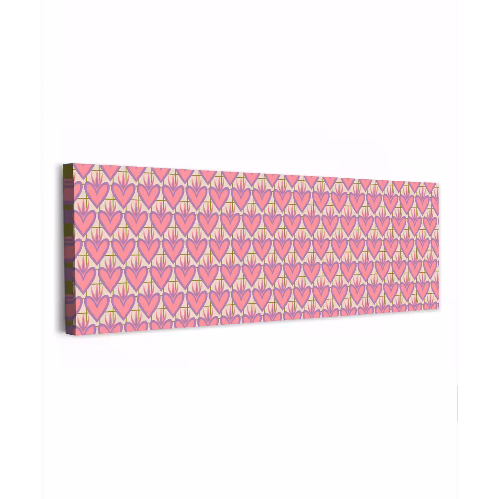 Canvas schilderij - Patroon - Roze - Hartjes — 1