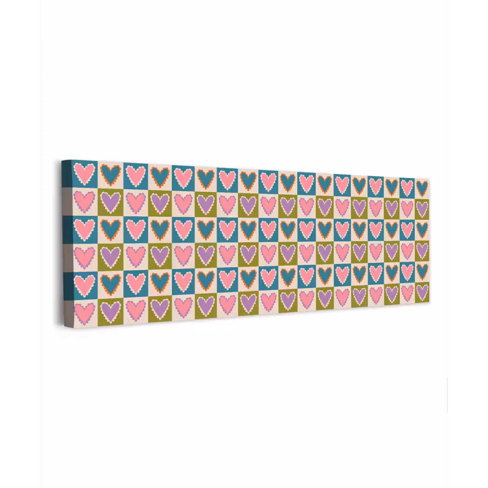 Canvas schilderij - Retro - Kleuren - Patroon - Hartjes — 1
