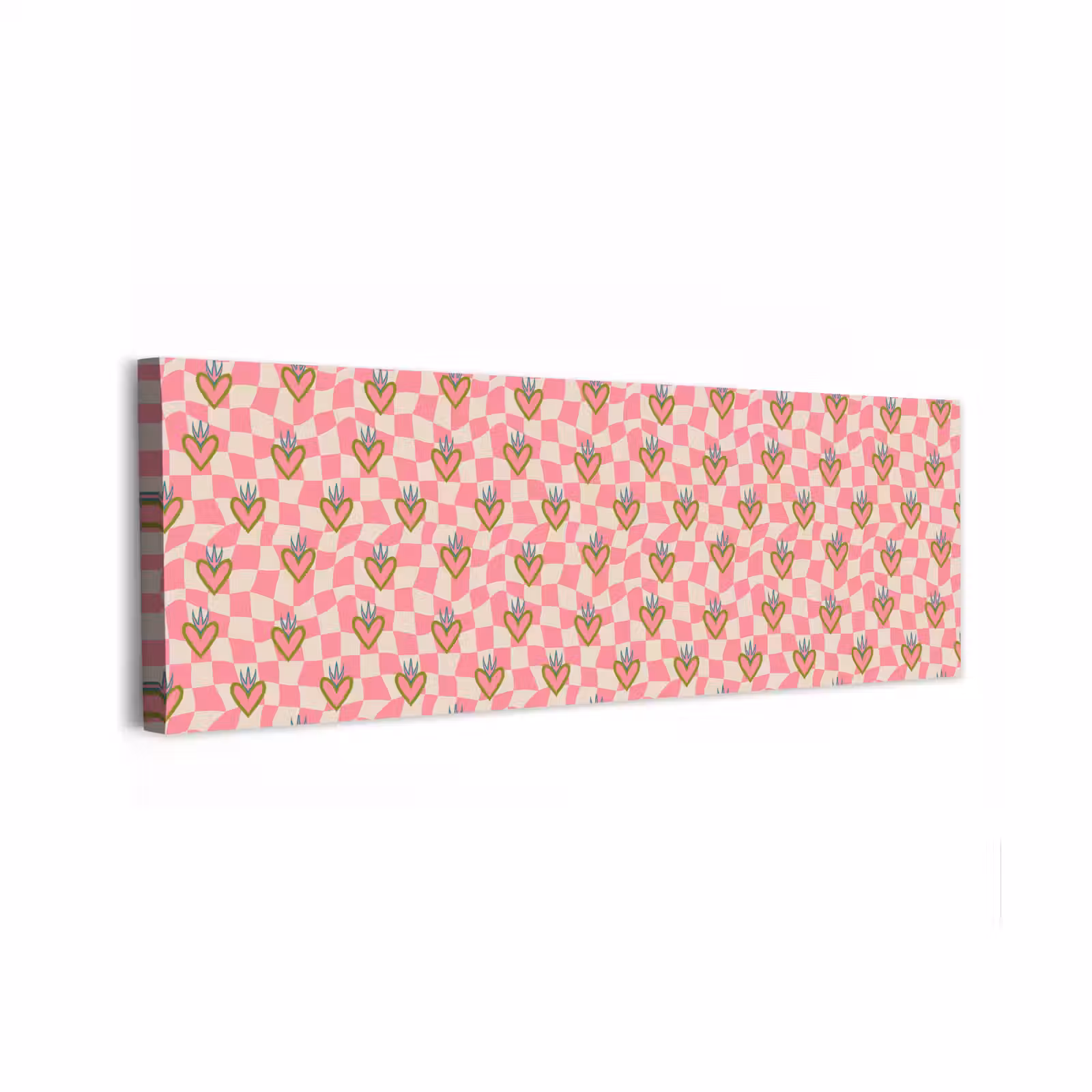 Canvas schilderij - Roze - Retro - Patroon - Geblokt — 1