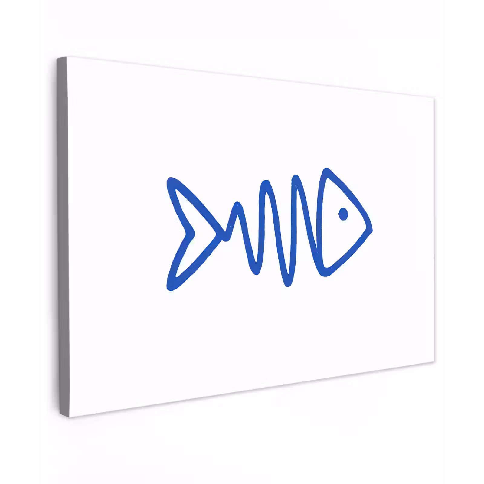 Canvas schilderij - Vis - Minimalistisch - Blauw - Lijn — 1