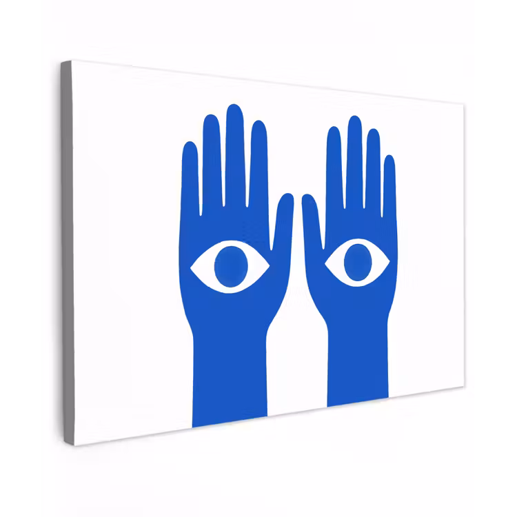 Canvas schilderij - Handen - Twee - Ogen - Blauw — 1