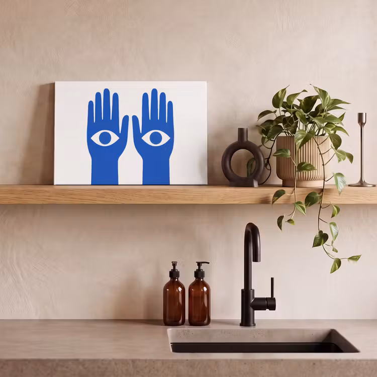 Canvas schilderij - Handen - Twee - Ogen - Blauw — 3