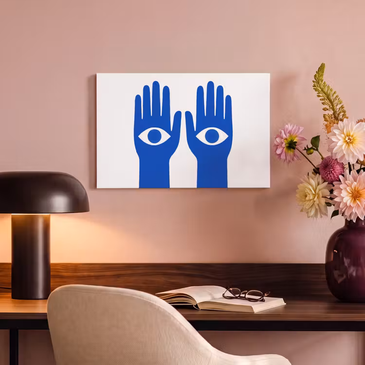 Canvas schilderij - Handen - Twee - Ogen - Blauw — 4