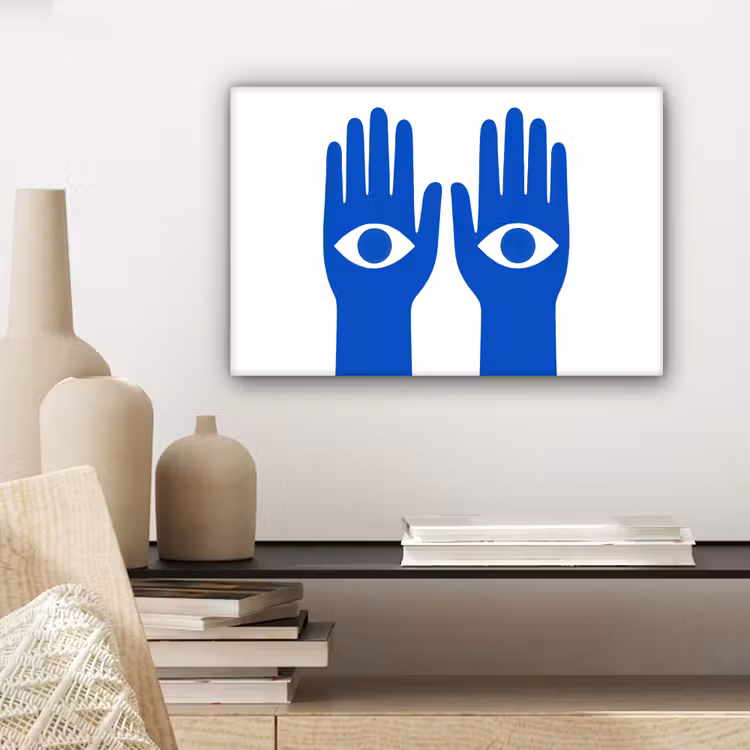 Canvas schilderij - Handen - Twee - Ogen - Blauw — 5