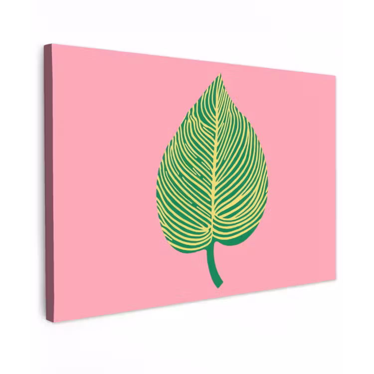 Canvas schilderij - Illustratie - Blad - Minimalistisch - Groen — 1