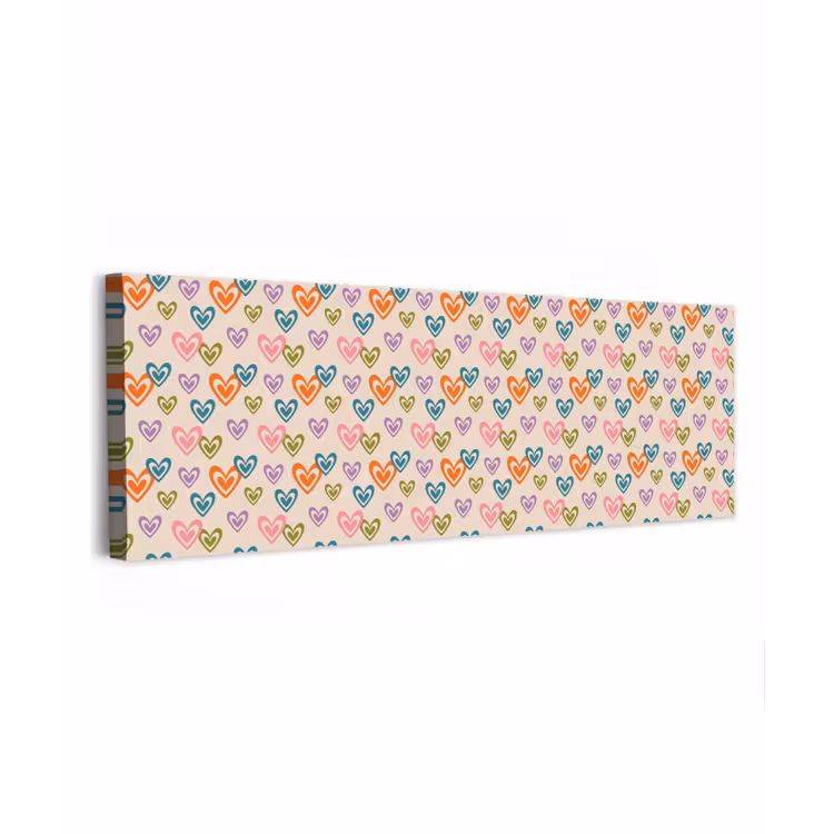 Canvas schilderij - Kleurrijk - Hartjes - Patroon - Beige — 1