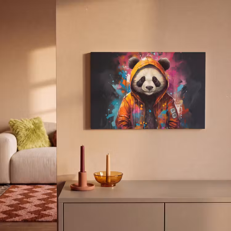 Canvas schilderij - Panda - Jas - Graffiti - Oranje — 2
