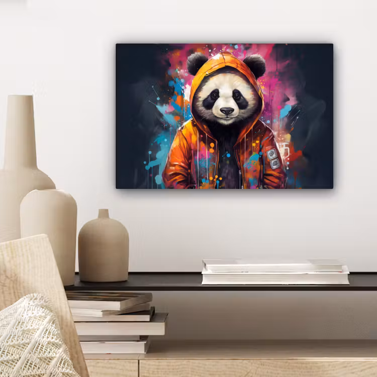 Canvas schilderij - Panda - Jas - Graffiti - Oranje — 5