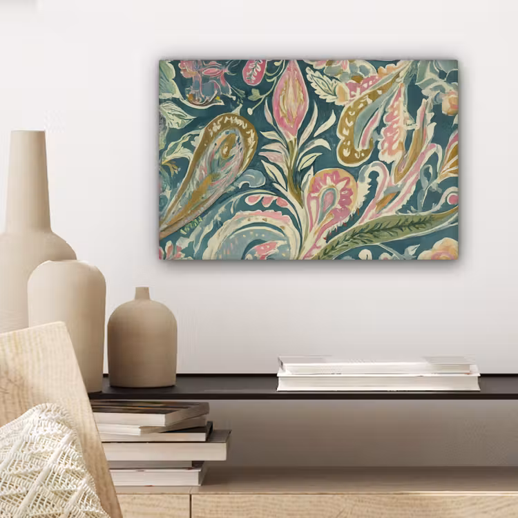 Canvas schilderij - Patroon - Kleurrijk - Sierlijk - Groen — 5