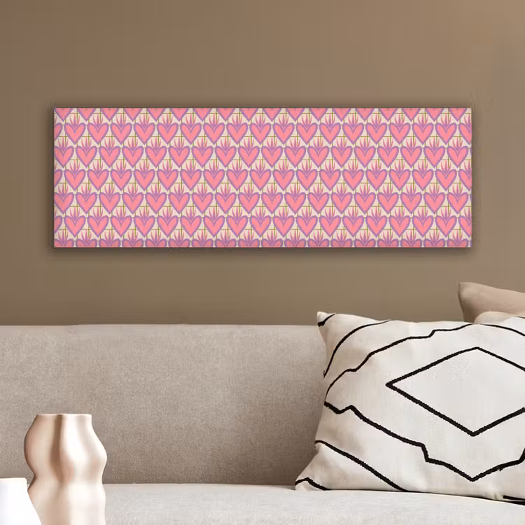 Canvas schilderij - Patroon - Roze - Hartjes — 3