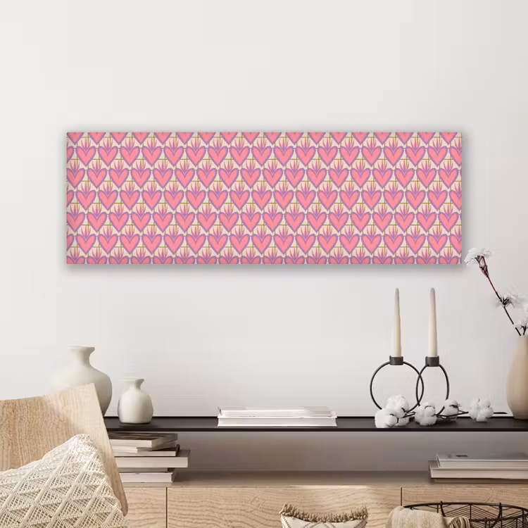 Canvas schilderij - Patroon - Roze - Hartjes — 5