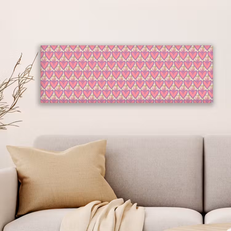 Canvas schilderij - Patroon - Roze - Hartjes — 6