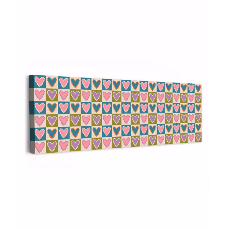 Canvas schilderij - Retro - Kleuren - Patroon - Hartjes — 1
