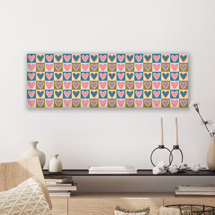 Canvas schilderij - Retro - Kleuren - Patroon - Hartjes — 5