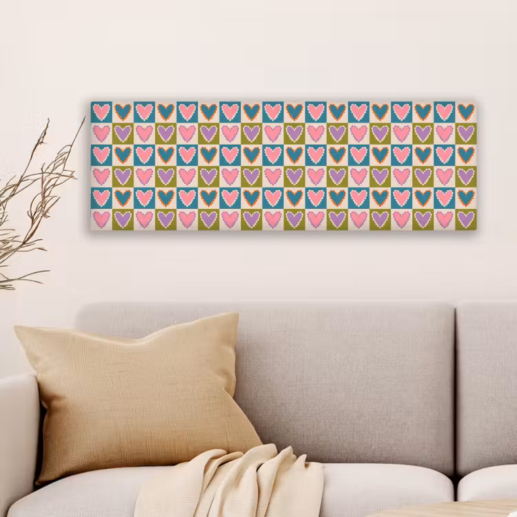 Canvas schilderij - Retro - Kleuren - Patroon - Hartjes — 6