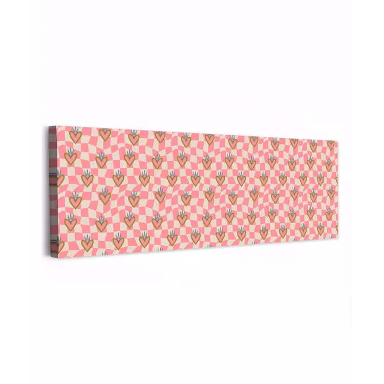 Canvas schilderij - Roze - Retro - Patroon - Geblokt — 1