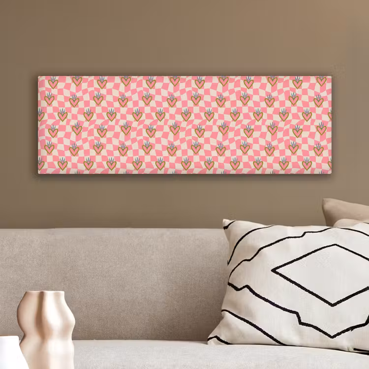 Canvas schilderij - Roze - Retro - Patroon - Geblokt — 3
