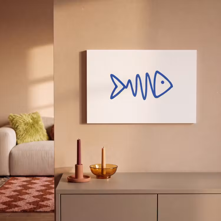 Canvas schilderij - Vis - Minimalistisch - Blauw - Lijn — 2