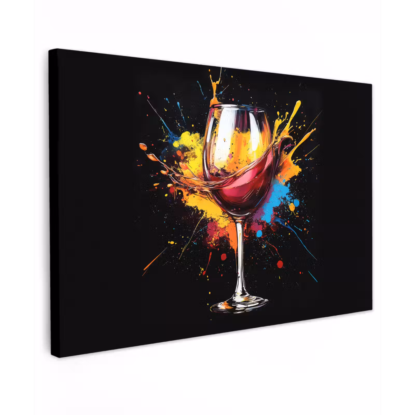 Canvas schilderij - Wijn - Glas - Graffiti - Borrel - Rood - Verf — 1