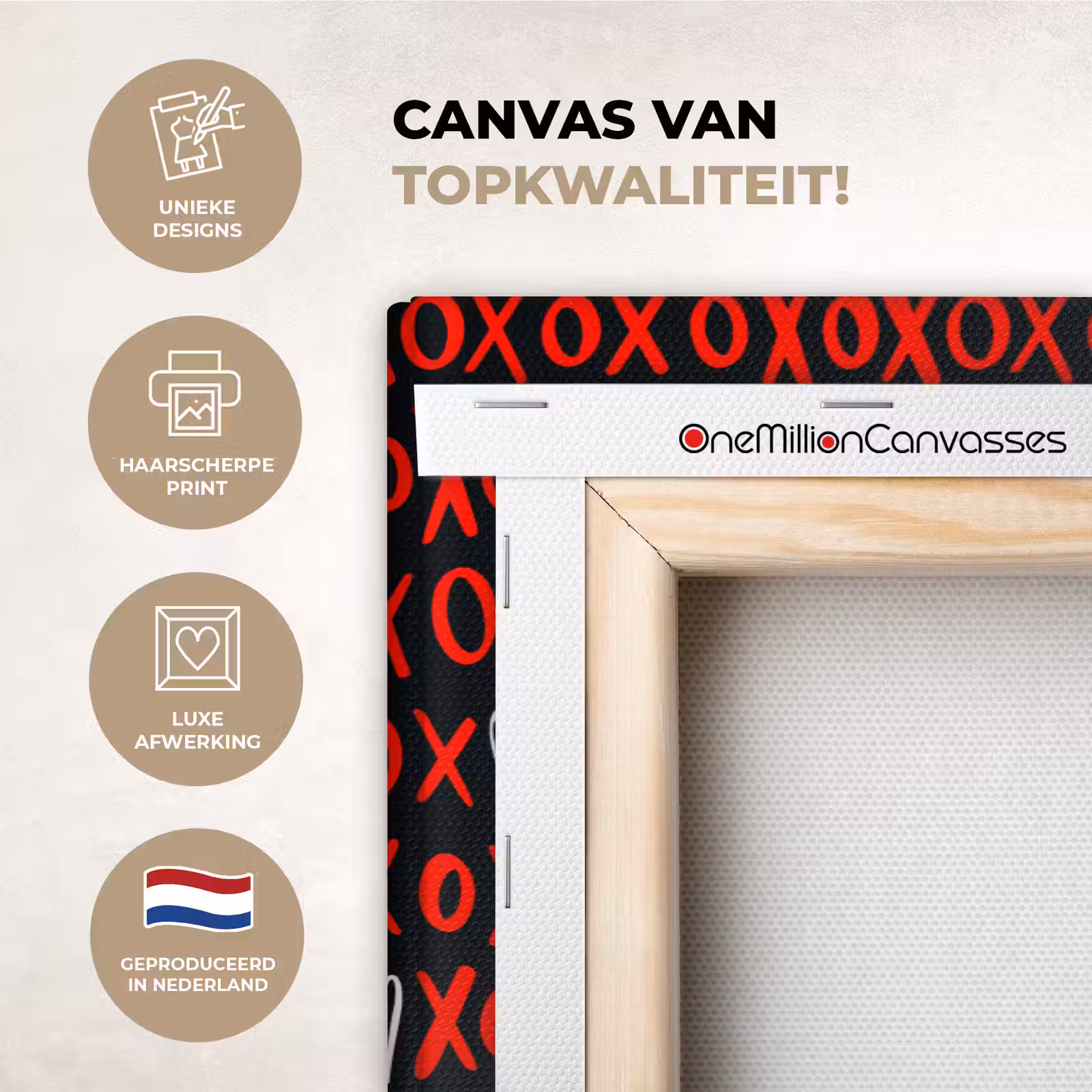 Canvas schilderij - Zwart - Rood - Contrast - Liefde — 1