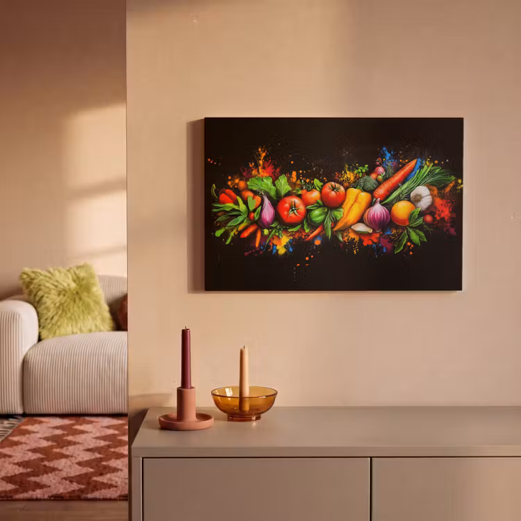 Canvas schilderij - Groente - Eten - Kruiden - Graffiti - Koken — 2