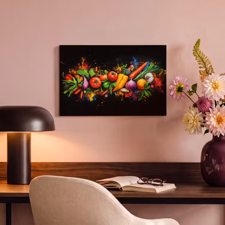 Canvas schilderij - Groente - Eten - Kruiden - Graffiti - Koken — 4