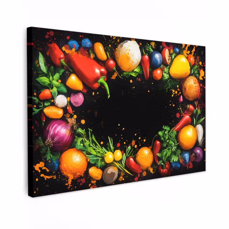 Canvas schilderij - Groente - Graffiti - Kleurrijk - Koken - Abstract — 1