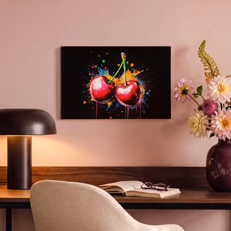 Canvas schilderij - Kersen - Fruit - Graffiti - Verf - Abstract - Modern - Kleurrijk — 4
