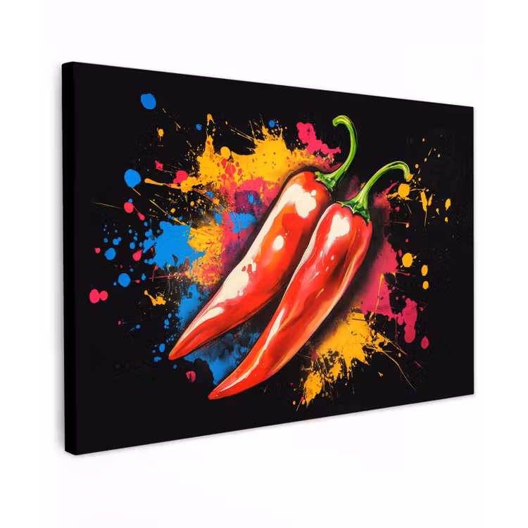 Canvas schilderij - Peper - Graffiti - Verf - Abstract - Modern - Kleurrijk — 1