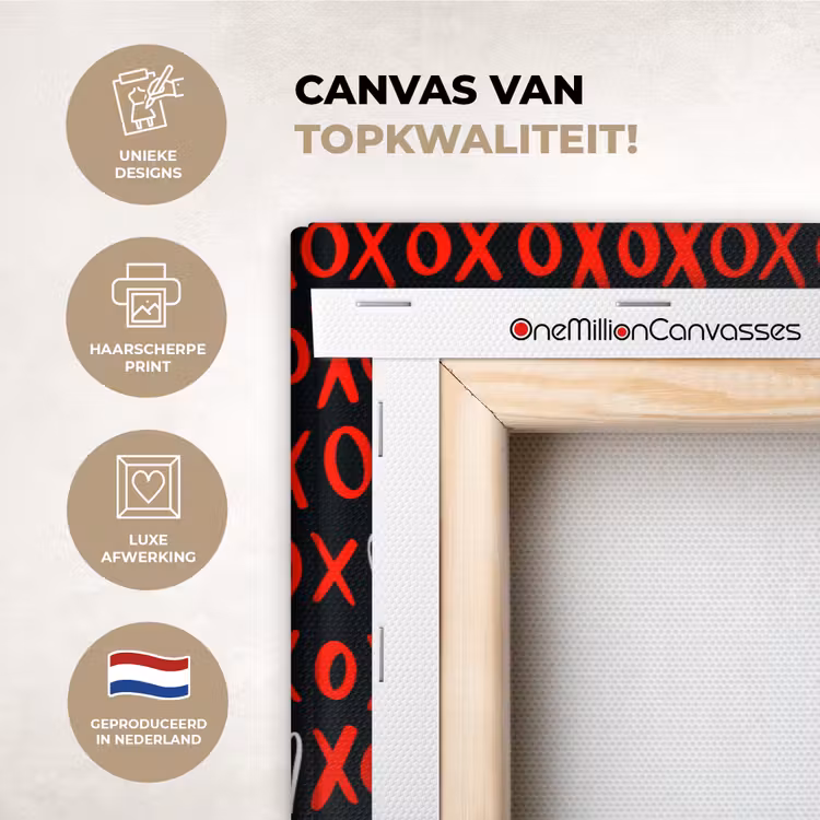 Canvas schilderij - Zwart - Rood - Contrast - Liefde — 1