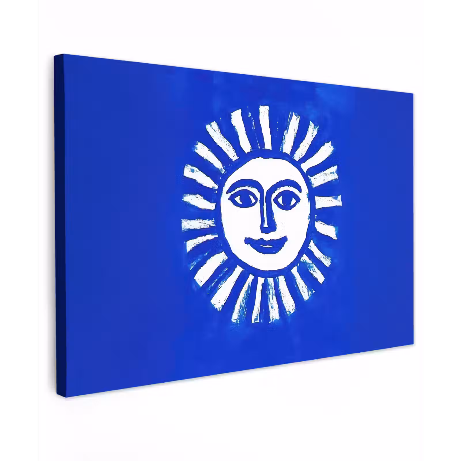 Canvas schilderij - Zon - Gezicht - Penseelstructuur - Blauw — 1
