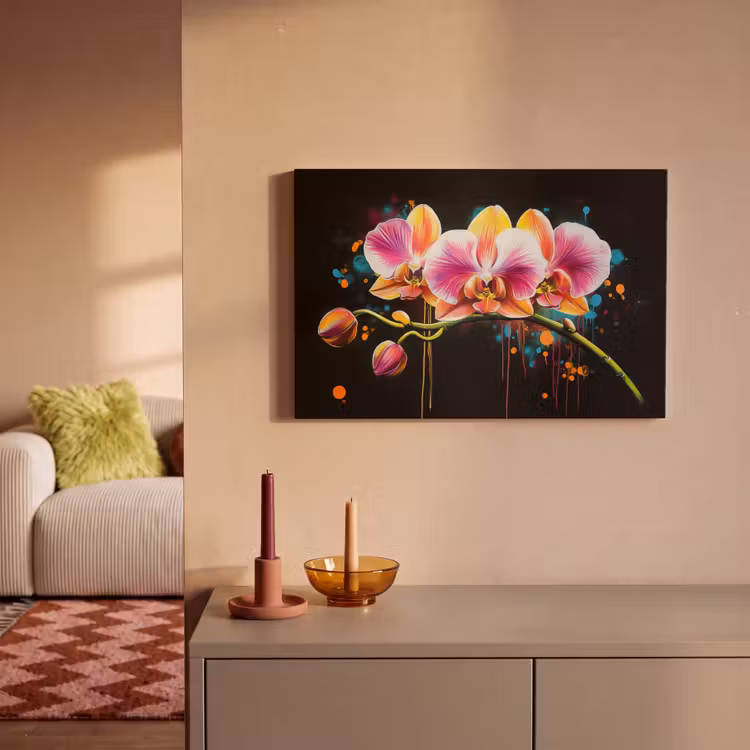 Canvas schilderij - Orchidee - Graffiti - Kleurrijk - Bloemen - Abstract — 2
