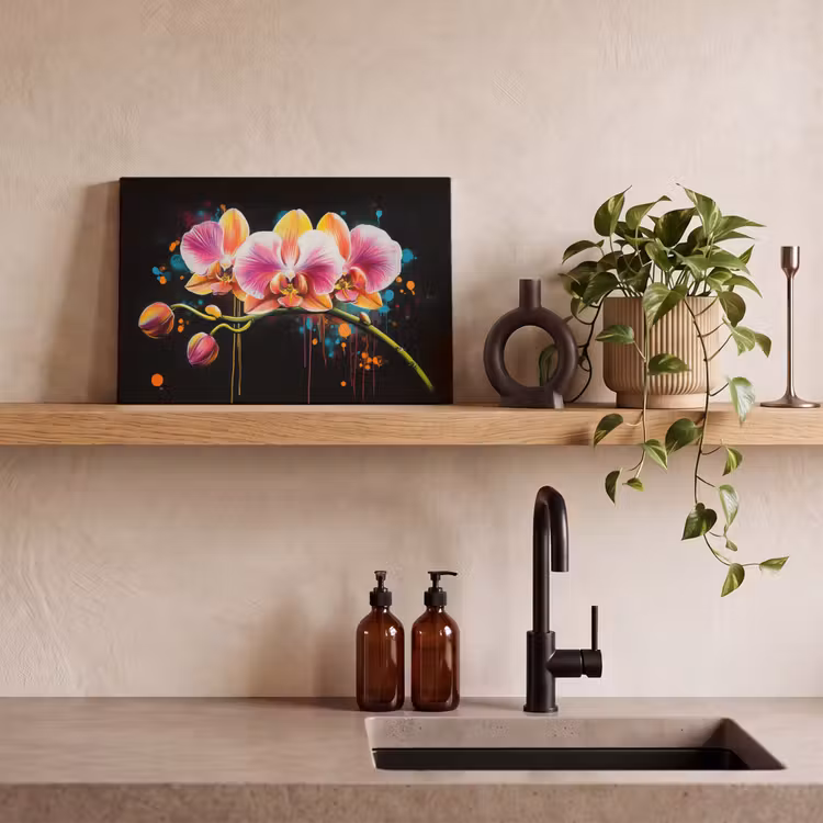 Canvas schilderij - Orchidee - Graffiti - Kleurrijk - Bloemen - Abstract — 3