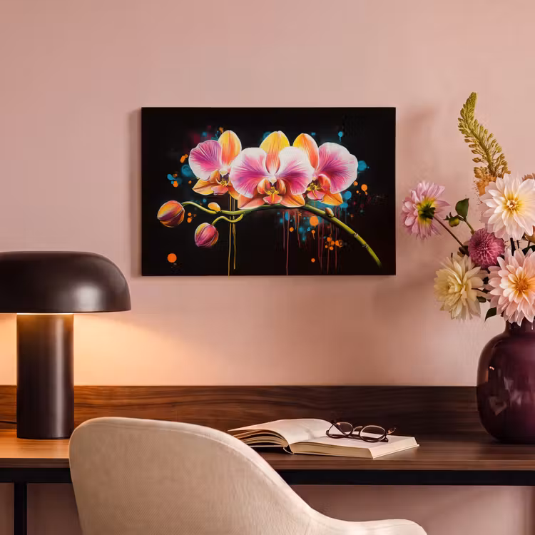 Canvas schilderij - Orchidee - Graffiti - Kleurrijk - Bloemen - Abstract — 4