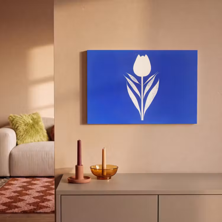 Canvas schilderij - Tulp - Minimalistisch - Bladeren - Wit — 2