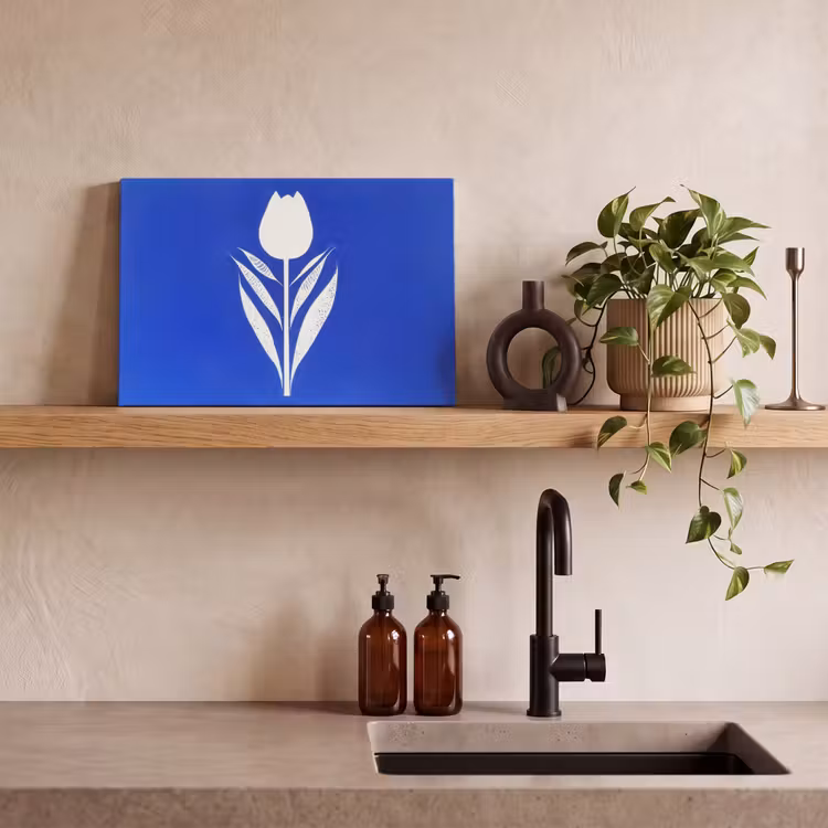 Canvas schilderij - Tulp - Minimalistisch - Bladeren - Wit — 3