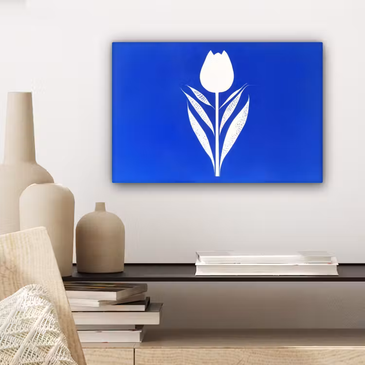 Canvas schilderij - Tulp - Minimalistisch - Bladeren - Wit — 5