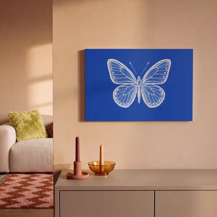 Canvas schilderij - Vlinder - Wit - Getekend - Stippen — 2