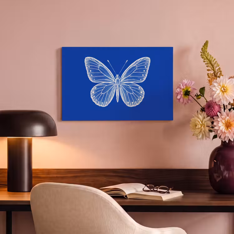 Canvas schilderij - Vlinder - Wit - Getekend - Stippen — 4