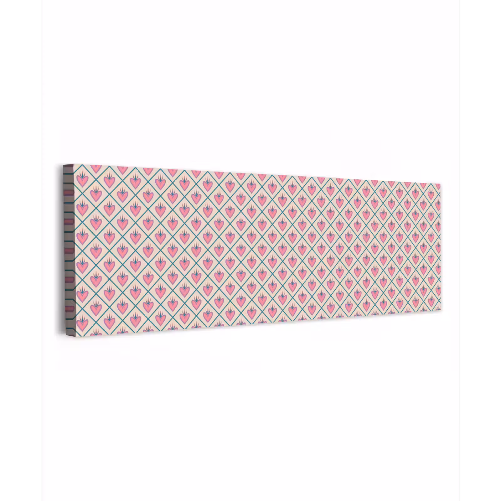 Canvas schilderij - Retro - Ruit - Hartjes - Patroon — 1