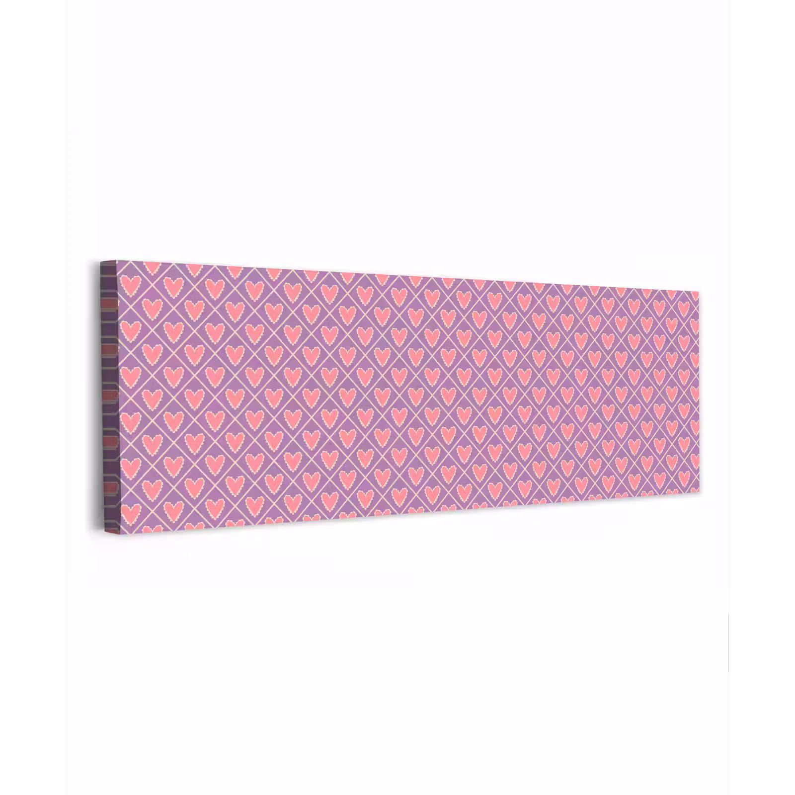 Canvas schilderij - Ruit - Patroon - Paars - Hartjes — 1